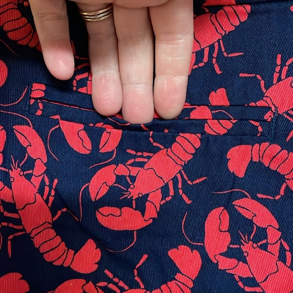 J. Crew size 6 Blue and Red Lobster Print Chino 5” Inseam Shorts with Pockets - Picture 7 of 12